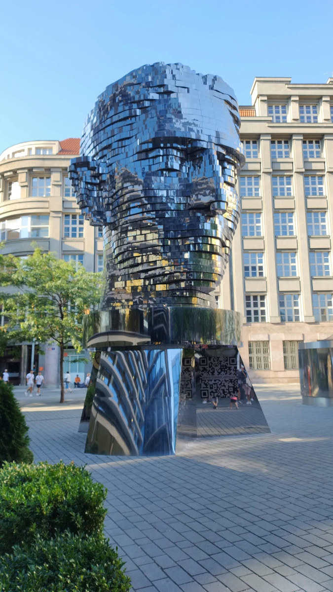 Big head sculpture of Franz Kafka in Prague
