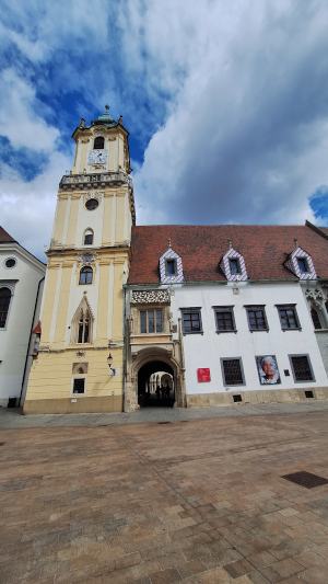 Clock Tower of Old Town Hall, Bratislava Close-up of the clock tower at the Old Town Hall in Bratislava