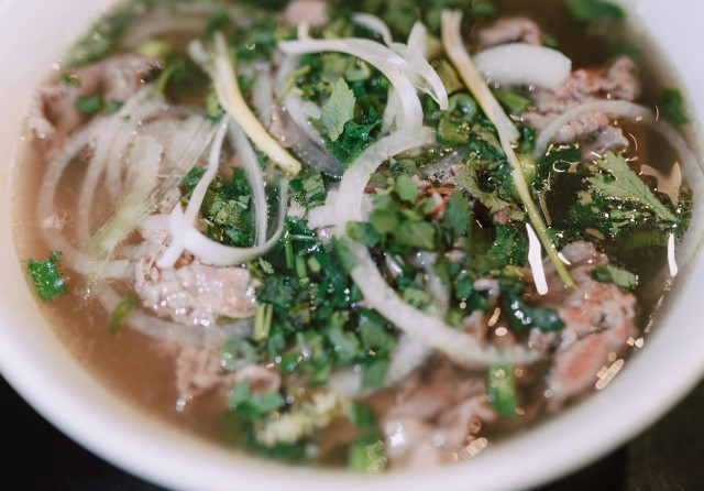 Beef Pho from Homestay – Authentic Vietnamese Dish Bowl of beef pho from a homestay en route in North Vietnam