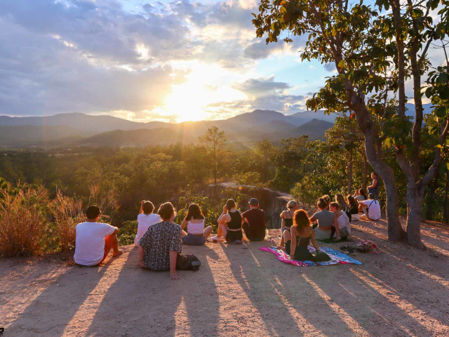 People watching the sunset from Pai Canyon