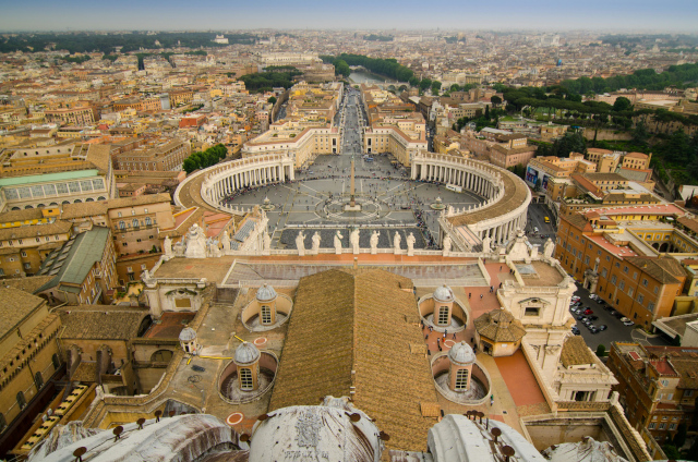 Panoramic View from Saint Peter’s Basilica – Rome, Italy Panoramic view from the top of Saint Peter's Basilica overlooking Rome