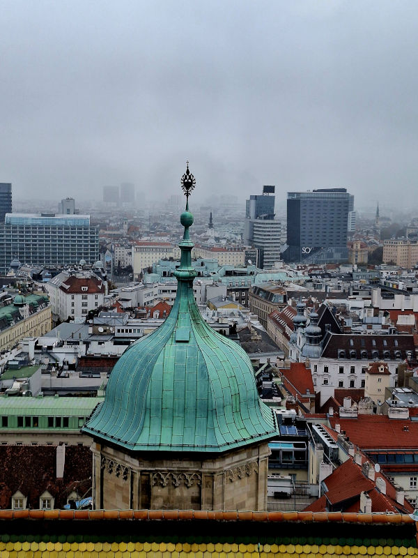 Panoramic View of Vienna from South Tower City view of Vienna captured from the top of the South Tower of St. Stephen's Cathedral