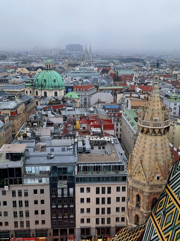 Expansive Cityscape of Vienna from South Tower Another panoramic view of Vienna from the top of the South Tower of St. Stephen's Cathedral