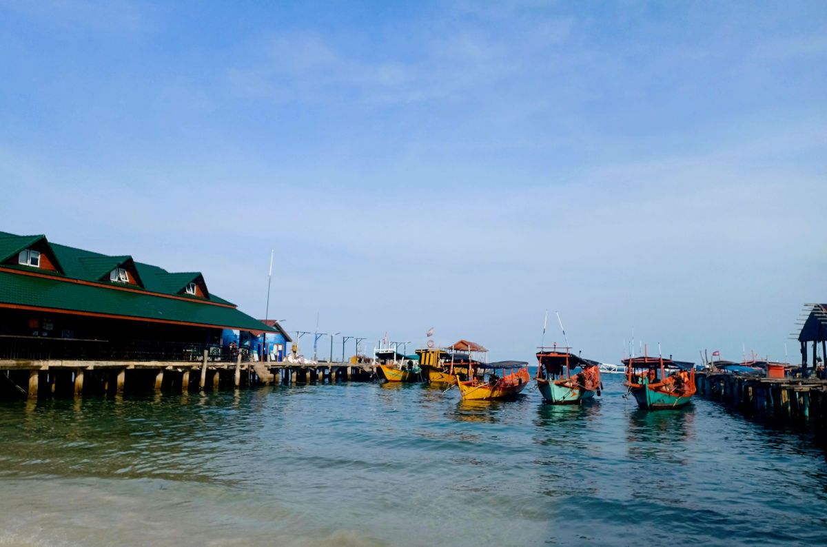 Fishing and Taxi Boats at Koh Touch Pier Fishing boats and taxi boats moored at Koh Touch pier in Koh Rong