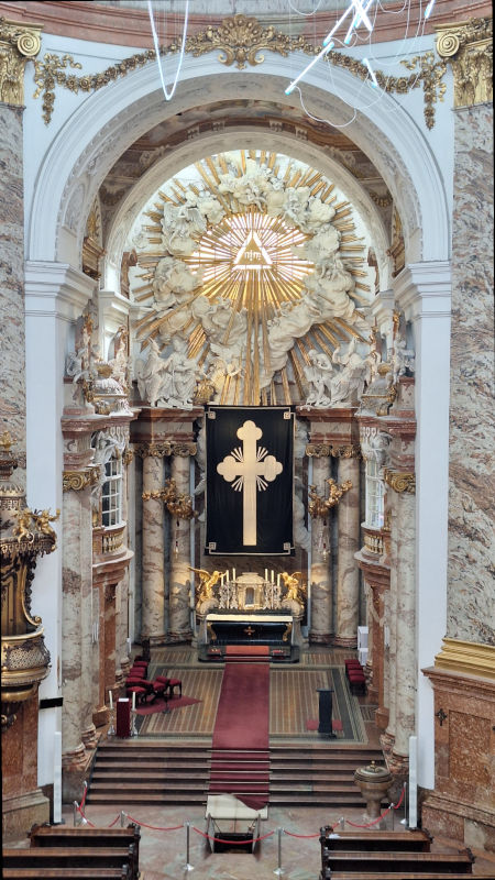 Beautiful Ornate Altar of Karlskirche, Vienna Ornate altar inside Karlskirche in Vienna, showcasing intricate details and religious artistry