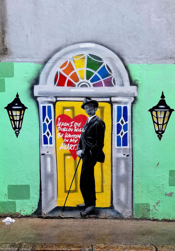 Intriguing Street Art in Dublin Street art in Dublin depicting a man standing in a doorway